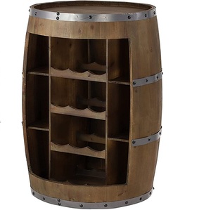 Estante de madera maciza con forma de tambor, gran capacidad, soporte de almacenamiento de botellas, estantes decorativos para el hogar, venta directa de fábrica - Product Image 1
