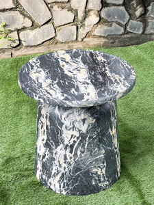 Table basse moderne pour salon, base en marbre tempête, table basse sculptée, finition en pierre, design déco pour application en villa - Product Image 3