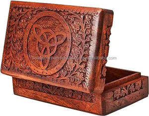 Boîtes en bois sculptées Boîte à bijoux en palissandre sculptée à la main Porte-bibelot décoratif fait à la main Cadeaux - Product Image 1