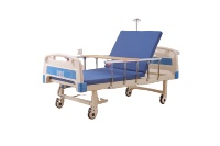 Cama de Hospital Manual de Dos Manivelas con Respaldo Ajustable y Barandillas Laterales de Acero Resistentes para Uso Diario en Salas de Hospitalización