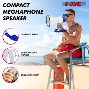 Mégaphone 5 cœurs 30W, haut-parleur PA type corne de bœuf avec portée de 800 yards, amplificateur vocal USB puissant, portable - Product Image 4