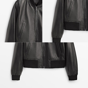 Veste en cuir 100% de haute qualité pour femmes manteau d'extérieur respirant décontracté veste en cuir Streetwear femme veste universitaire - Product Image 5