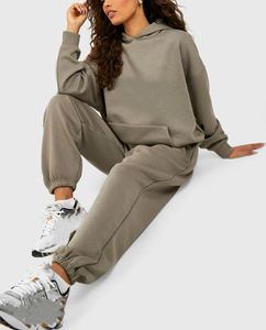 Chándal de mujer de 2 piezas, conjunto de jogging, Sudadera con capucha sólida transpirable ligera con pantalón, servicio OEM de impresión de logotipo personalizado - Product Image 5