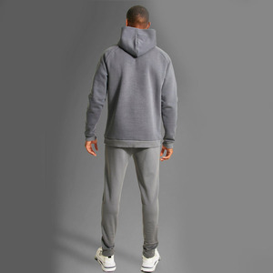 Polaire grise lavée de haute qualité pour hommes avec manches raglan et poches kangourou à vendre à des prix bas - Product Image 2