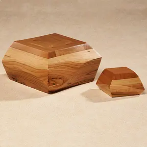 Hot Trending Handcrafted Geometric Wooden Cremation Urn Box Natural Hardwood <b>Memorial</b> Urn <b>Keepsake</b> for Human Pet Ashes - Product Image 4