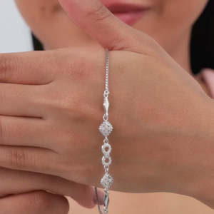 Silver <b>Infinity</b> Zircon Bracelet with Gold and Rhodium Plating White Gold and <b>Rose</b> Gold Charm Bracelets Religious Style Bangles - Product Image 3