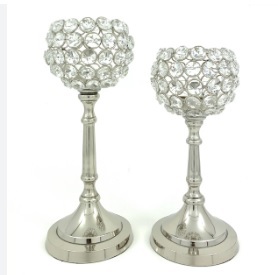 Candelabro de Metal Plateado Hecho a Mano, Elegante y Fabuloso Portavelas de Cristal, Centro de Mesa Decorativo para Bodas, Relieve - Product Image 5
