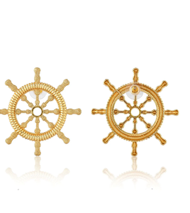 Trendy Silver <b>Ship's</b> <b>Wheel</b> Earrings 1"wide .925 Sterling Diamond Cut Finish Dangle Wire Quality Best Nautical <b>Ship</b> - Product Image 2