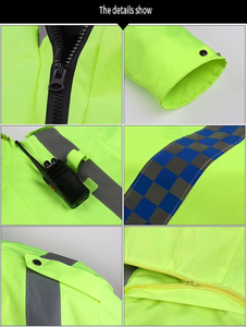 Veste d'hiver en coton polyester imperméable pour hommes Veste de sécurité réfléchissante détachable Vêtements en gros pour les travailleurs - Product Image 5