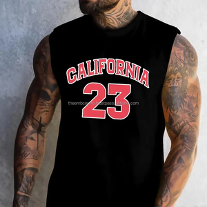 Men's Cotton/Bamboo Fiber Tank Tops XL Street Style Fitness Vest From Pakistan Solid Color Gym T-Shirt <b>Running</b> Singlet Design - Product Image 1