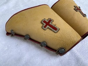 Maçonnique Regalia Artisanat Officier Manchette Paire Gauntlet Paire Brodé À La Main Tablier En Cuir Tissu Avec Maçonnique Broderie Ronpex - Product Image 2