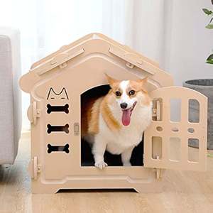 Casa de madera para mascotas con techo, jaula transpirable de fácil montaje para perros y gatos pequeños y medianos, perrera para perros para jugar y descansar - Product Image 4