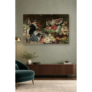 Fida Gilbert, la demoiselle d'honneur, fait un bouquet au marché, impression sur toile - Product Image 4