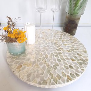 Bandeja de almacenamiento redonda de madreperla Lazy Susan moderna de 16 pulgadas, bandeja giratoria para mesa de cocina hecha en Vietnam - Product Image 5