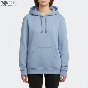 Sudaderas con capucha para mujer estilo coreano 70% algodón 30% poliéster reciclado gris medio Sudadera ligera Regular sudaderas con capucha de punto - Product Image 1