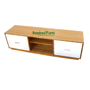 Support TV en bambou et bois BTV002, tour élégante pour ordinateur portable avec plateau d'installation au design naturel - Product Image 2