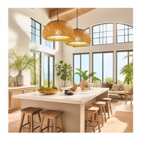 Abat-jour en bambou artisanal personnalisé, style moderne minimaliste traditionnel, écologique, pour les salles à manger/salons intérieurs