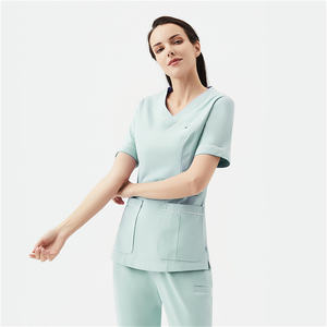 Ensemble de gommage unisexe à manches courtes et col en V personnalisable pour les hôpitaux résistant à la décoloration et facile à entretenir - Product Image 2