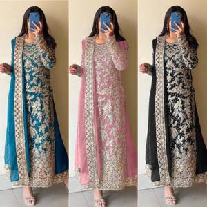 Lễ hội đám cưới của phụ nữ salwar <span class=keywords><strong>kameez</strong></span> hấp dẫn nhất Chất liệu lưới Ấn Độ ăn mặc với dupatta cho các bên - Product Image 1
