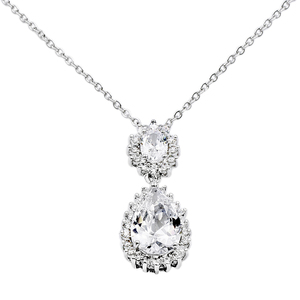 Collane Vintage alla moda con zircone blu acqua e diamanti rodiati e oro rosa disegno geometrico 16 "+ 3" per fidanzamento - Product Image 6