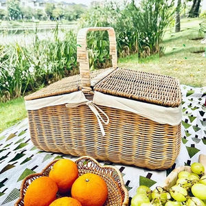 ตะกร้าหวายอเนกประสงค์พับได้ทำด้วยมือน้ำหนักเบาเป็นมิตรต่อสิ่งแวดล้อมตะกร้าปิกนิกทรงสี่เหลี่ยมผืนผ้า - Product Image 1