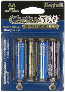 Batteria Ricaricabile Carica 500 4 Pezzi Stilo 1,2v-1400 Mah - Product Image 1