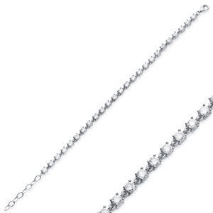 Bracelet de tennis à quatre griffes coupe ronde en pierre CZ vente en gros de bijoux en argent sterling 925 faits à la main turcs - Product Image 5