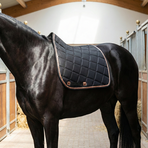 Manta de Silla de Doma Acolchada Negra, Contorneada, para Caballos de Crín Alta, con Ribete Lujoso en Oro Rosa, Forro de Malla y Relleno de Espuma de Algodón para Entrenamiento - Product Image 3