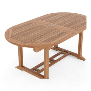 Table à manger de jardin en teck extra large extensible Capacité de 10 à 12 personnes Extérieur ovale Cuisine d'hôtel Buanderie Hall - Product Image 4