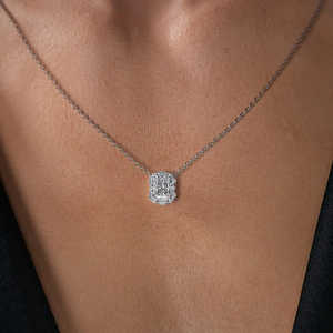 1.75CT Corte radiante Halo Moissanite Colgante Estilo elegante Joyería consciente para entusiastas - Product Image 5