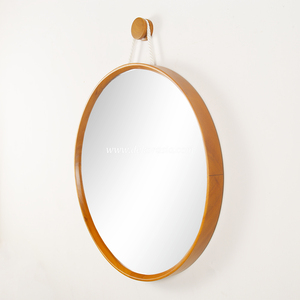 Dekor Asia NRM01 Modern Natural Round Wood <b>Frame</b> Glass Wall Mirror for Home Decoration - Product Image 2