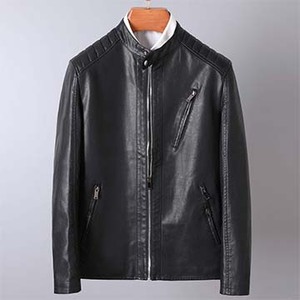 2024 High Street Style Men's Slim Leather <b>Jacket</b> Hooded Stand Collar with Zipper Closure <b>Light</b> High Quality OEM Service Winter - Product Image 5