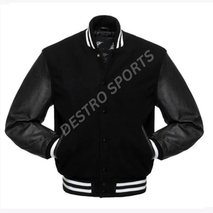 Custom Style Varsity <b>Jacket</b> for Men's Melton Wool <b>Jackets</b> Wholesale Letterman with <b>Leather</b> <b>long</b> Sleeves - Product Image 3