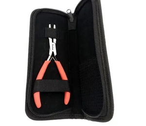 Pince d'extension de cheveux à poignée en caoutchouc rose de qualité durable 2024 avec logo personnalisé pince d'extension de cheveux professionnelle - Product Image 2