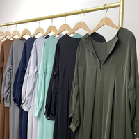 Fabricant pakistanais turquie dubaï modeste Abaya Cardigan 2024 élégant couleur unie doux crêpe ample longue Maxi Abaya femmes robe