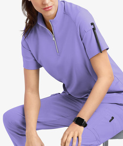 Enfermería Scrub Stand Collar Conjuntos médicos Uniforme de enfermera Uniforme de manga corta Venta al por mayor Hospital Túnica Spa Salón de belleza Uniformes - Product Image 5