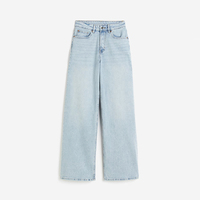 Celana Jeans Wanita Musim Panas Trendi Bernapas Warna Gelap Model Kaki Lebar Pinggang Tinggi Ukuran Besar Denim Longgar Fit Baggy 100% Katun Elegan Kasual