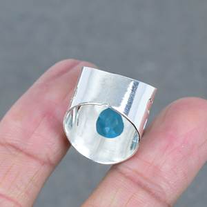 Anillo Vintage de cuarzo azul, anillo Chapado en plata Unisex con piedras preciosas de latón, joyería de plata para fiesta de boda, venta al por mayor de fábrica - Product Image 4