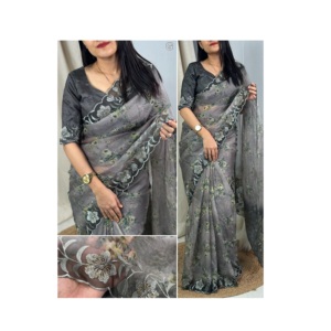 Saree en soie Rangeen brodé à plusieurs fils avec chemisier Banglori pour les occasions de fête de mariage du grossiste indien - Product Image 1