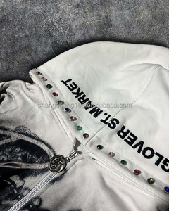 Fabricante Industrial personalizado 500gsm gemas de Terry francés sudaderas con capucha lavado sucio bordado sudaderas con capucha - Product Image 4