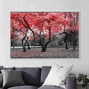 ของขวัญผ้าใบสีแดงแบบสั่งทำพิเศษ: งานศิลปะรูปต้นไม้สุดหรูสำหรับคุณแม่,1P:กรอบสีขาว - Product Image 1