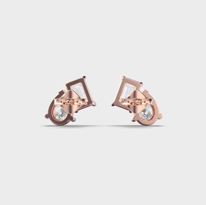 Boucles d'oreilles en diamants de laboratoire taille émeraude et forme poire, or rose/blanc/jaune 18 carats - Product Image 2