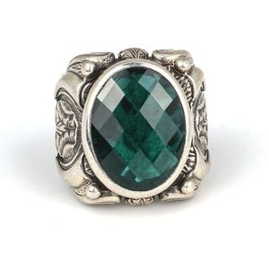 Handmade 925 <b>Sterling</b> <b>Silver</b> Oval Cut Yeil Stone Bezel <b>Set</b> Men's <b>Ring</b> 2x1.6cm-Everyday Wear - Product Image 4
