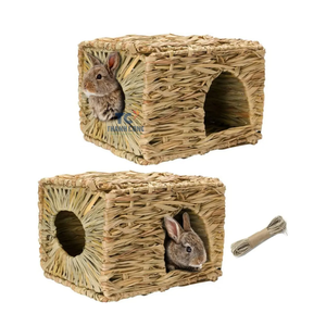 Meilleures ventes de clapiers à lapins tissés nid d'herbe lapin maison Cage paille naturelle tissé lit petits animaux Cages cochon d'inde - Product Image 6