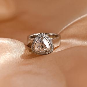 Clásico Original Moissanite Trillion Cut Diamond Halo Ring para mujer 925 Silver Fine Promise Compromiso Regalo de boda para ella - Product Image 5