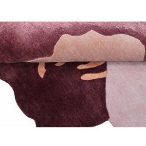 Tapis ovale moderne uni en laine fait main rose et rouge, adapté aux animaux domestiques, antidérapant, pour la maison, les pique-niques, cadeau de Noël, Nouvel An - Product Image 1