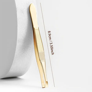 Pinzas para Cejas Inclinadas de Grado Quirúrgico, Recubiertas de Oro, para Depilación con Hilo, con Mango Impreso Cómodo - Product Image 5