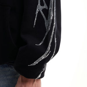 100% Cotton 400 GSM Heavy Weight Distressed Acid Washed <b>Hoodie</b> Blank Mens <b>Zip</b> <b>up</b> Hooded <b>Vintage</b> Winter Full Rhinestones Hoodies - Product Image 4