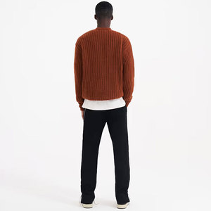 เสื้อสเวตเตอร์ถักไหมพรมขนแกะระบายอากาศได้ดีคอกลมแขนยาวสำหรับผู้ชาย2026 100% ใหม่ - Product Image 3