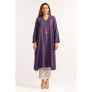 Haut ample pour femme en jacquard teinté violet, orné de motifs floraux, en polyester, mousseline et popeline, avec dentelle, taille XL, idéal pour le bureau en automne - Product Image 3